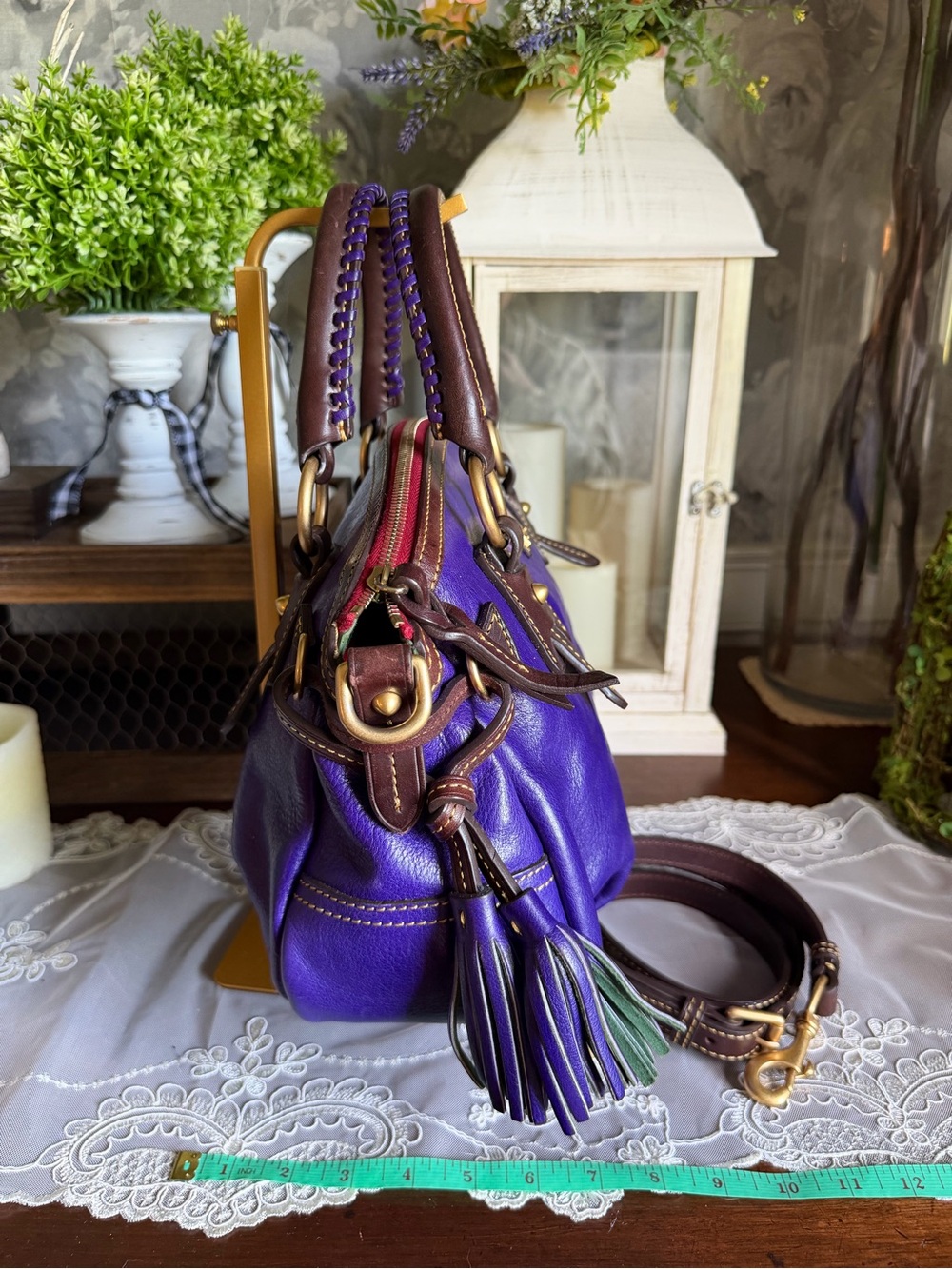 Dooney & Bourke PURPLE TOLEDO Medium Mail Satchel Handbag Purse - Picture 2 of 9